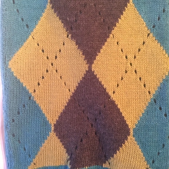 Charter Club Turquoise & Brown Argyle Winter Scarf - Picture 2 of 4